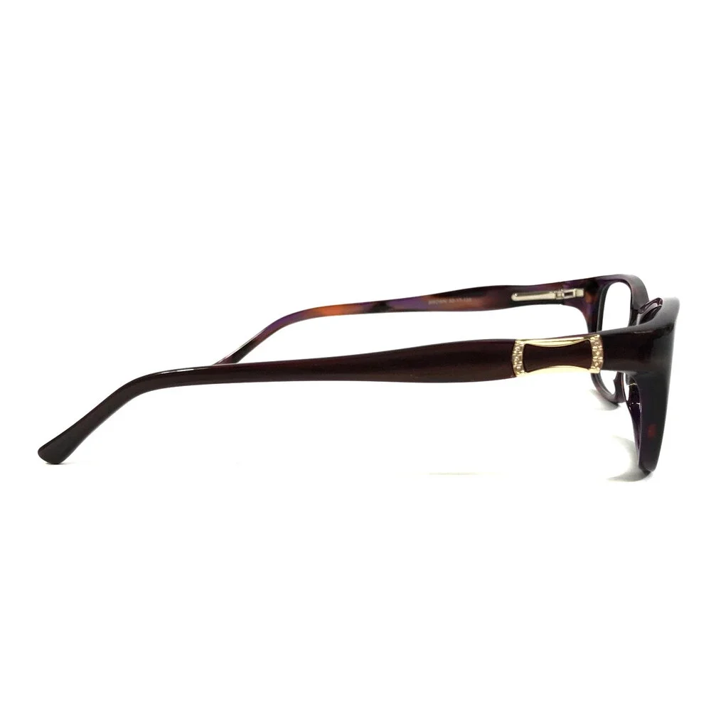 St. Moritz Eyewear Eyeglasses Frames BELLA BROWN Rectangle Crystals 53-17-135